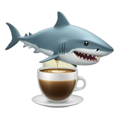shark drinking coffee sticker