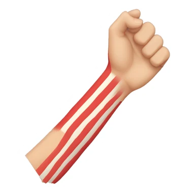 Skinny arm with multiple parallel straight red stripes sticker