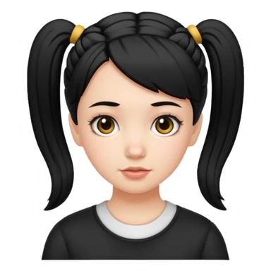 white girl with pig tails haircut black sticker