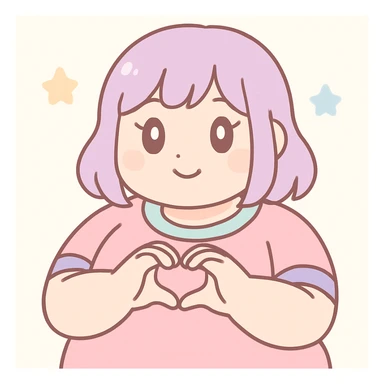 bbw anime girl making a heart gesture with her hands, anime style, warm and friendly vibe sticker