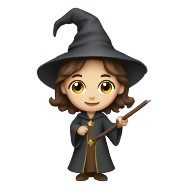 girl wizard with brown hair and wand sticker