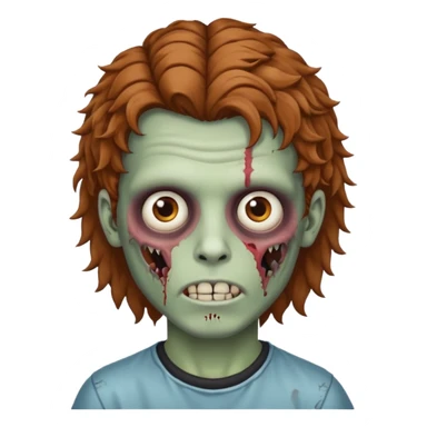 curly brown mullet haired zombie boy sticker