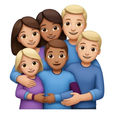 family of 5 hugging each other sticker