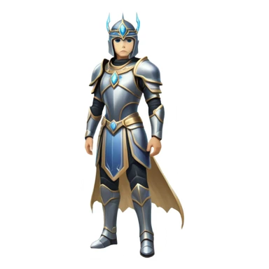 An icon featuring a hero with a closed visor, standing in a majestic, mystical landscape, inspired by RPGs like Elden Ring. The design includes a stunning, ethereal background with towering castles and distant mountains, symbolizing the adventure and mystery. Transparent background sticker