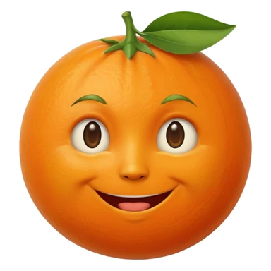 A tangerine 🍊 with face of full moon 🌝 sticker