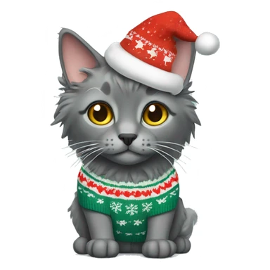 nebelung cat in christmas sweater sticker