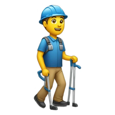 A worker on crutches sticker