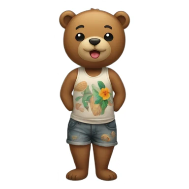 Bear with tattoos on a beach sticker