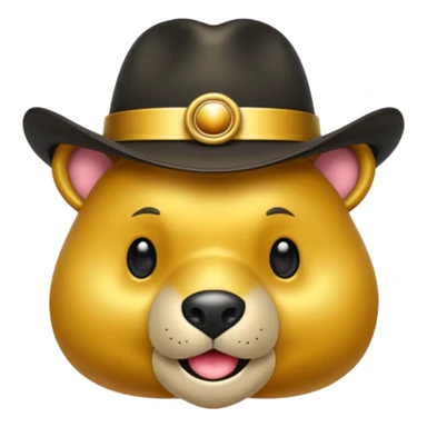 Oso dorado con sombrero elegante y moño negro animatronico feliz sticker