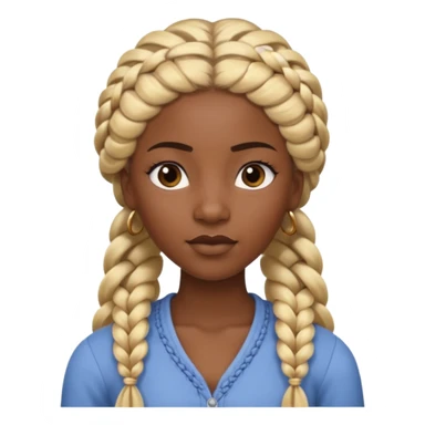 Portrait of a black-skinned woman with long blond braided hair, styled in thick braids, smooth skin, confident expression, front-facing, soft lighting, clean background sticker