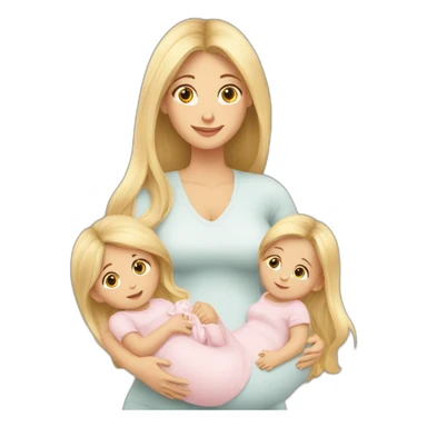 long hair blonde mother with 2 female newborns sticker