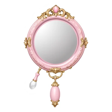 vintage rococo pale pink inflatable puffy hand held mirror sticker
