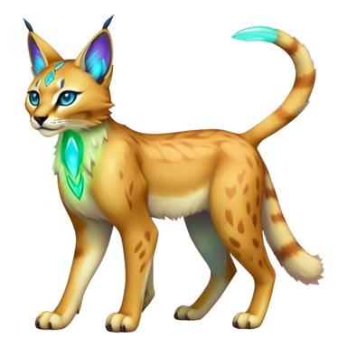 An iridescent transparent luminescent colorful lynx-caracal-serval-fakemon-Digimon-creature-hybrid sticker