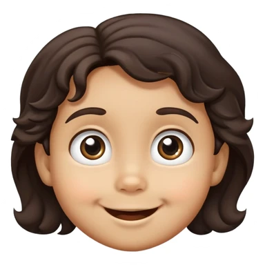 smiling toddler face with big eyes, medium skin tone, and dark wavy hair sticker