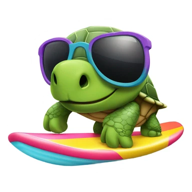 Turtle wearing sunglasses riding a surfboard  sticker