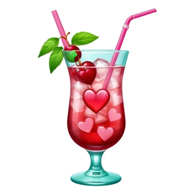 galentines red and pink cocktail with heart cherry sticker