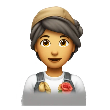 menina de cabelo cacheado com boné fazendo um coração com a mão sticker