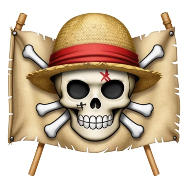 One Piece Straw Hat Pirates flag with skull wearing straw hat sticker