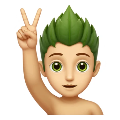 bhindi with big eyes antwo hands showing vitory sign sticker