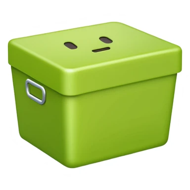 apple style emoji of a short box, light green color, no stickers, no handle sticker