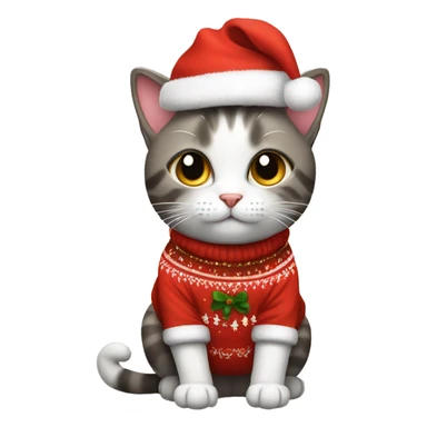 Cat wearing cute Christmas clothes  sticker