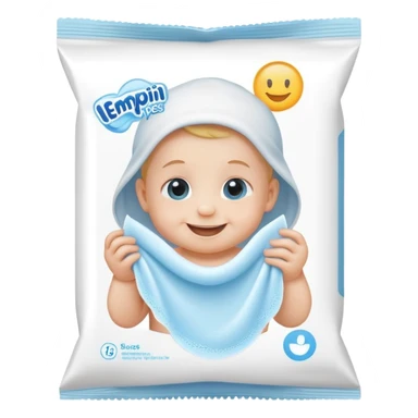 a baby wipes package with a smile face on it sticker