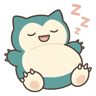 Edit this image of Snorlax sleeping on its back in chibi style emoji. Make sure Snorlax has three toe claws on each foot. Keep the background transparent. sticker