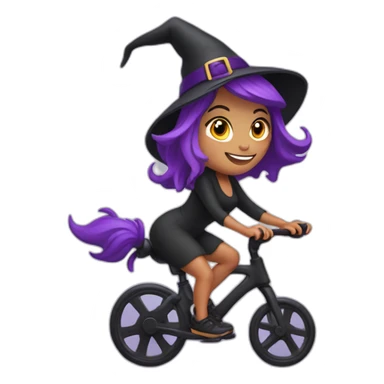 Cute witch purple hair riding spin bike sticker
