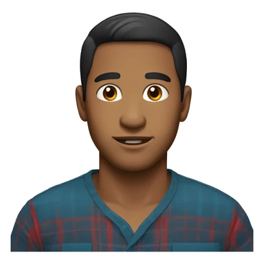 man with red shirt, black short hair and brown eyes sticker
