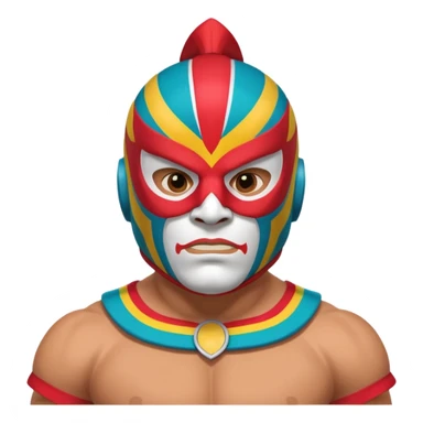 Mexican wrestler portrait, head and shoulders only, colorful luchador mask, muscular collar, confident expression, 3D cartoon, mobile game icon style, clean background, no text, no watermark
 sticker