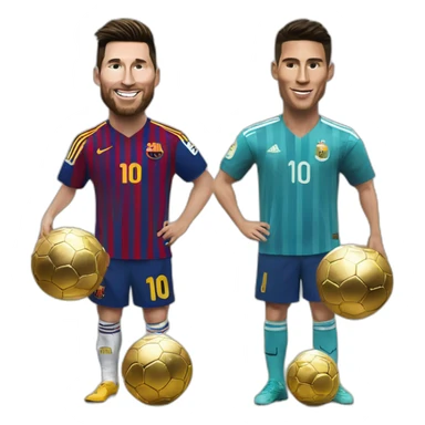 Messi et Cristiano avec un ballon d'or sticker