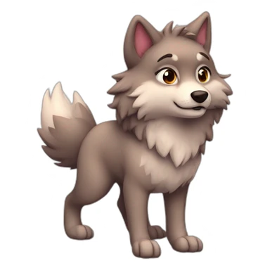 An full body furry anthropomorphic wolf in love rosy cheeks sticker