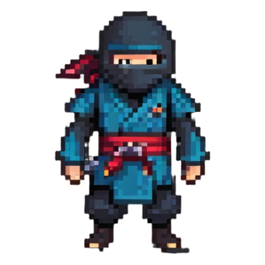 ninja character standing idle, game sprite sticker