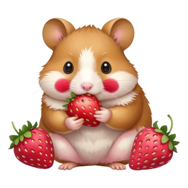 Hamster that is eating strawberries  sticker