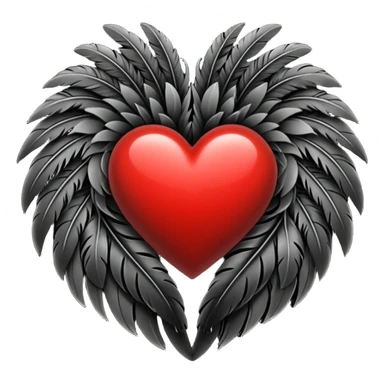 heart with gothic black feathers sticker
