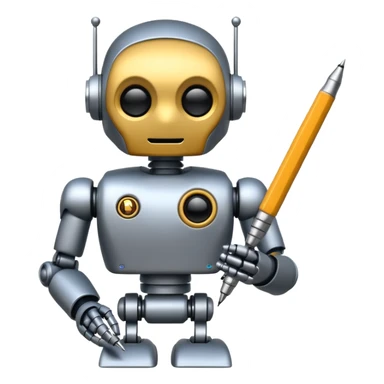 robot holding a pen sticker