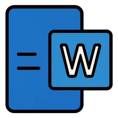 Microsoft Word logo as a flat icon, bold lines, flat design, no gradients sticker