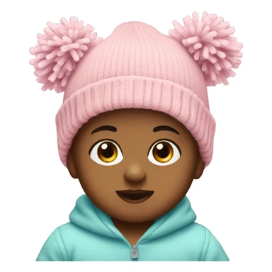 Baby with double Pom Pom beanie sticker