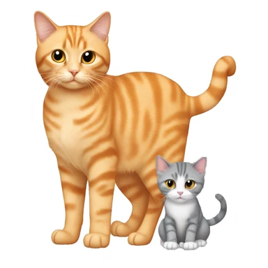 Light orange adult cat with two kitten grey cats sticker