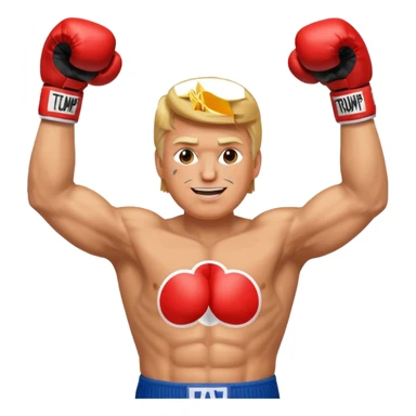trump as a box fighter with hands up into the air sticker