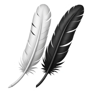 2 Black and White feathers for writing  sticker
