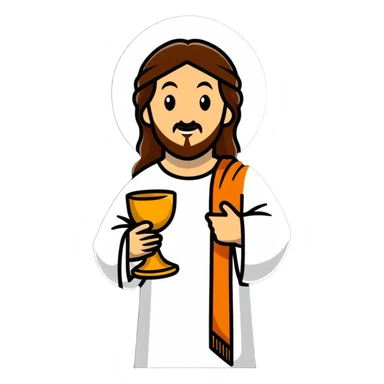 Jesus holding the Eucharist and chalice, celebrating mass sticker