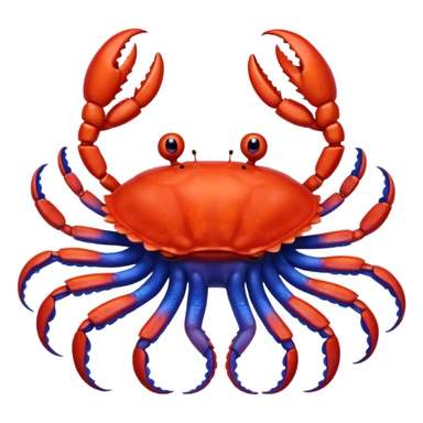 a red crab with two claws and a blue octopus are friends sticker