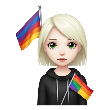 emo girl with lesbian flag sticker