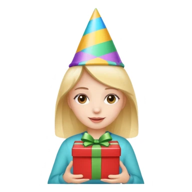 🥳🎀 kafasında tok olan elinde hediye olan bir kız sticker