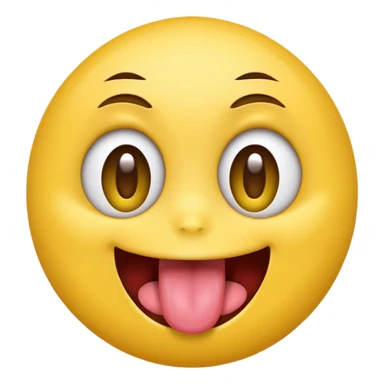 Yellow emoji face with wide eyes sticking tongue out really far sticker