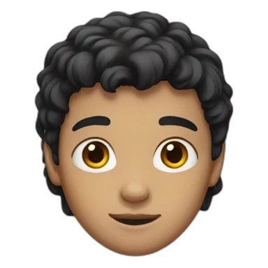 Boy with slightly brown skin, black hair and Placed in front of the hair sticker