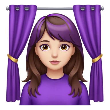 White girl with long brown hair and purple highlights and curtain bangs sticker