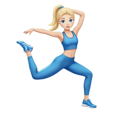 Blonde girl with blue eyes stretching in gym leggings sticker
