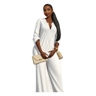 elegant dark-skinned beauty in white sticker